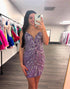 Sparkly Strapless Purple Bodycon Mini Homecoming Dress