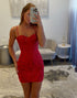Sparkly Red Corset Beaded Mini Homecoming Dress