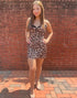 Leopard Corset Brown Strapless Homecoming Dress