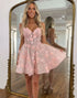 Pink Appliqued Sequins Homecoming Dress with 3D Flowers