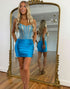 Beaded Turquoise Strapless Tight Homecoming Dress