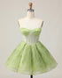 Corset A-Line Spaghetti Strap Green Homecoming Dress