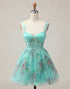 Floral A-Line Corset Green Homecoming Dress with Appliques