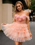Blush A-Line Cold Shoulder Corset Homecoming Dress with 3D Flowers