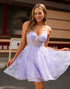 Purple Spaghetti Straps A-Line Homecoming Dress with Appliques