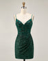 Sparkly Dark Green Corset Bodycon Homecoming Dress