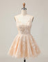 Apricot A-Line Floral Homecoming Dress with Appliques