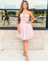 Pink Strapless Cut Out Homecoming Dress with 3D Flower
