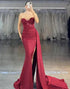 Glitter Strapless Mermaid Burgundy Prom Dress