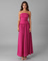 Simple Fuchsia Chiffon Strapless A Line Evening Dress