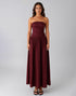 Simple Dark Purple Cotton Strapless A Line Formal Dress
