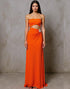 Cut Out Strapless Sheath Chiffon Orange Long Evening Dress