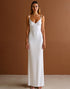 Simple Spaghetti Straps Sheath Satin Ivory Formal Dress