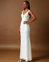 V Neck Ivory Chiffon Mermaid Evening Dress
