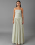 Light Grey Chiffon A Line Strapless Ruched Evening Dress