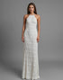 Halter Chiffon Sheath Ivory Long Evening Dress