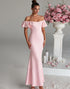 Light Pink Off the Shoulder Mermaid Satin Evening Dress