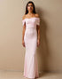 Light Pink Off the Shoulder Mermaid Chiffon Evening Dress
