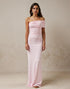One Shoulder Light Pink Ruched Sheath Long Evening Dress