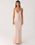 Apricot Chiffon Spaghetti Straps Sheath Long Evening Dress