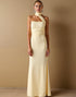 Daffodil Satin Sheath Halter Long Evening Dress