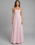 Simple Light Pink A Line Spaghetti Straps Long Evening Dress