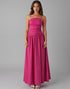 Spaghetti Straps A Line Fuchsia Cotton Evening Dress