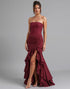 Dark Red Strapless Chiffon Mermaid High-Low Evening Dress
