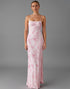 Light Pink Sheath Printed Evening Dress With Slit