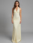 Ivory Sheath Halter Long Evening Dress