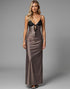 Brown Sheath Satin Long Evening Dress