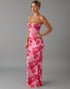 Mermaid Printed Pink Evening Dress With Slit