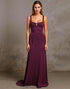 Plum Sheath Keyhole Long Formal Dress