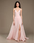 V-Neck A-Line Light Pink Long Prom Dress With Slit