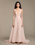 Light Pink V-Neck A-Line Evening Dress