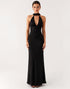 Sheath Halter Black Long Black Tie Dress