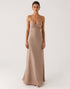 Simple Apricot Sheath Evening Dress With Slit