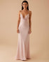 Light Pink Sheath Satin Long Evening Dress