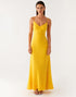 Sheath Yellow Satin Ankle Length Evening Dress