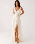 Sheath Long Ivory Evening Dress With Slit