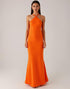 Halter Orange Sheath Backless Evening Dress