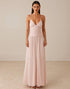 Pink Spaghetti Straps A Line Chiffon Evening Dress
