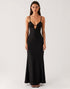 Sheath Cut Out Spaghetti Straps Black Tie Dress