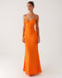 Halter Orange Sheath Lace Up Back Evening Dress