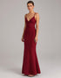 Burgundy Lace Up Back Mermaid Evening Dress