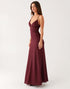 Plum Spaghetti Straps Backless Evening Dress
