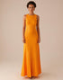 Yellow Round Neck Sleeveless Long Evening Dress