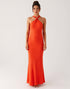Halter Orange Sheath Formal Dress