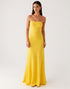Strapless Yellow Chiffon Formal Dress