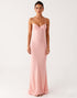 Pink Sheath Spaghetti Straps Chiffon Formal Dress